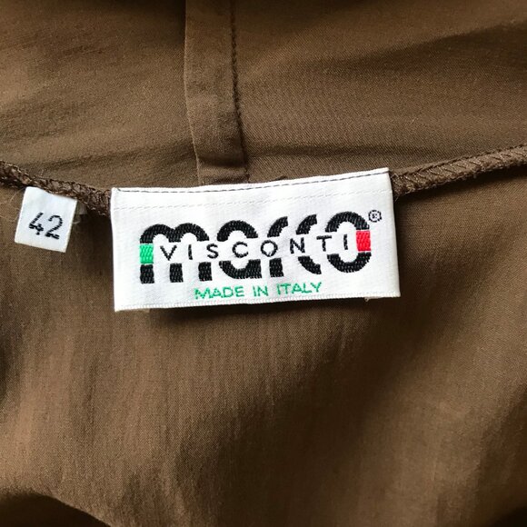 Marco Visconti Brown Shawl Neck Side Button Closure Blouse - Picture 4 of 4